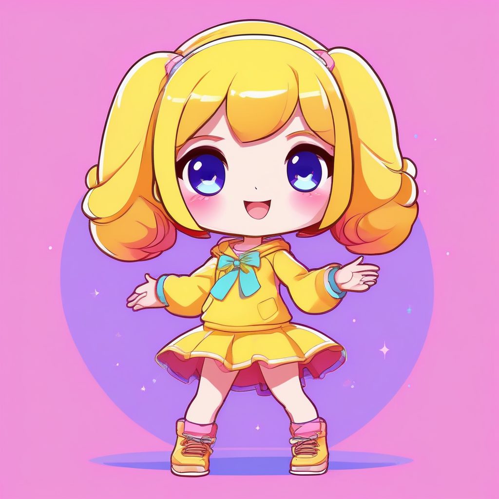 🍬泡泡糖偶像Q版！Bubblegum Pop Idol全身照，高饱和甜心AI提示词