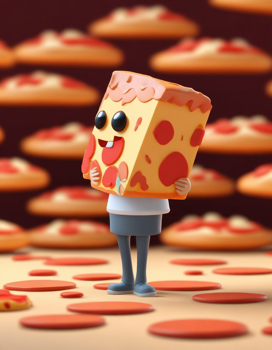 🍕披萨吃货Chibi | C4D黏土风全身像，表情超满足！