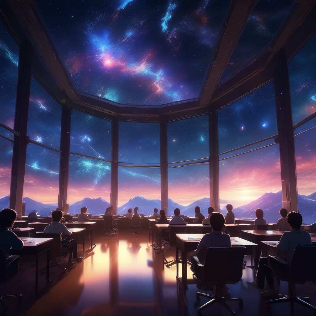 🌌漂浮的教室！高饱和度动漫奇幻风，超现实主义壁纸！