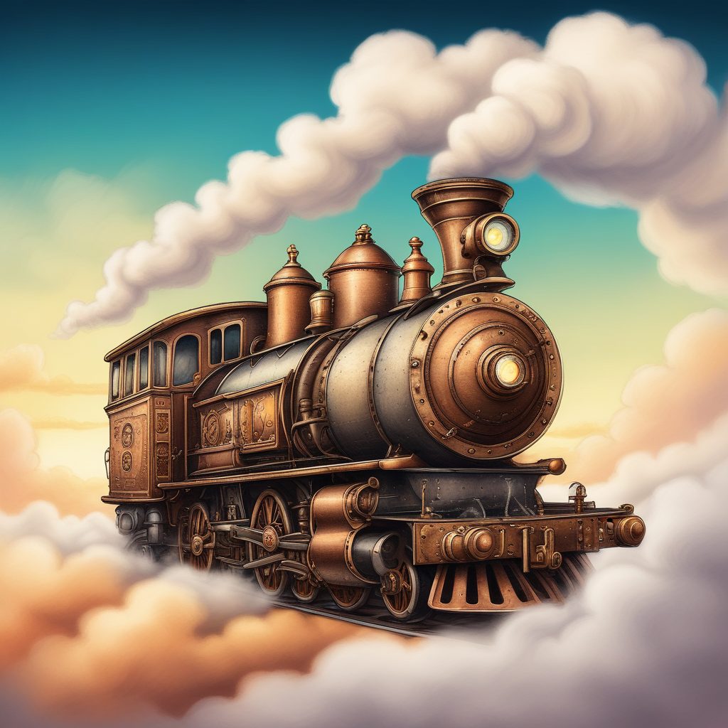 🚂漂浮在云海上的火车！蒸汽朋克浪漫风手绘插画！