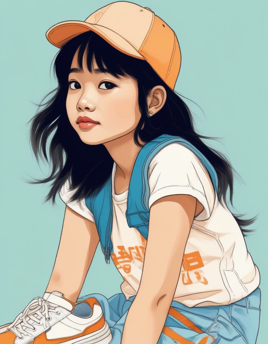 Platform Sneakers厚底运动鞋:AI生成活力日系少女肖像