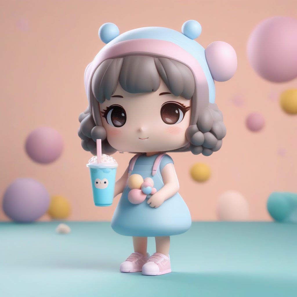 Pop Mart风奶茶Q版女孩:高精度3D手办全身照AI绘画教程 18 Pop Mart风奶茶Q版女孩:高精度3D手办全身照AI绘画教程