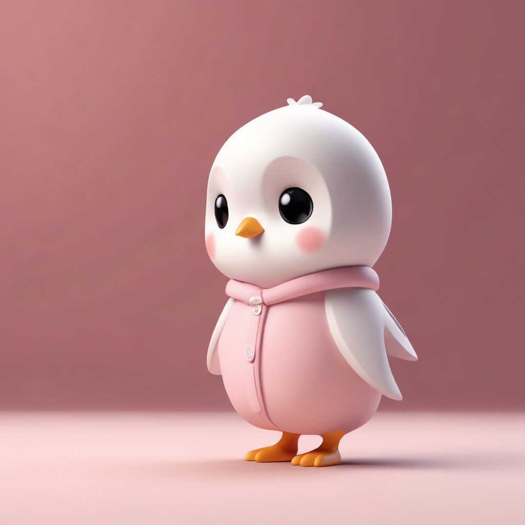 Pop Mart极简风:Q版女孩抱着一只小企鹅的冬日提示词