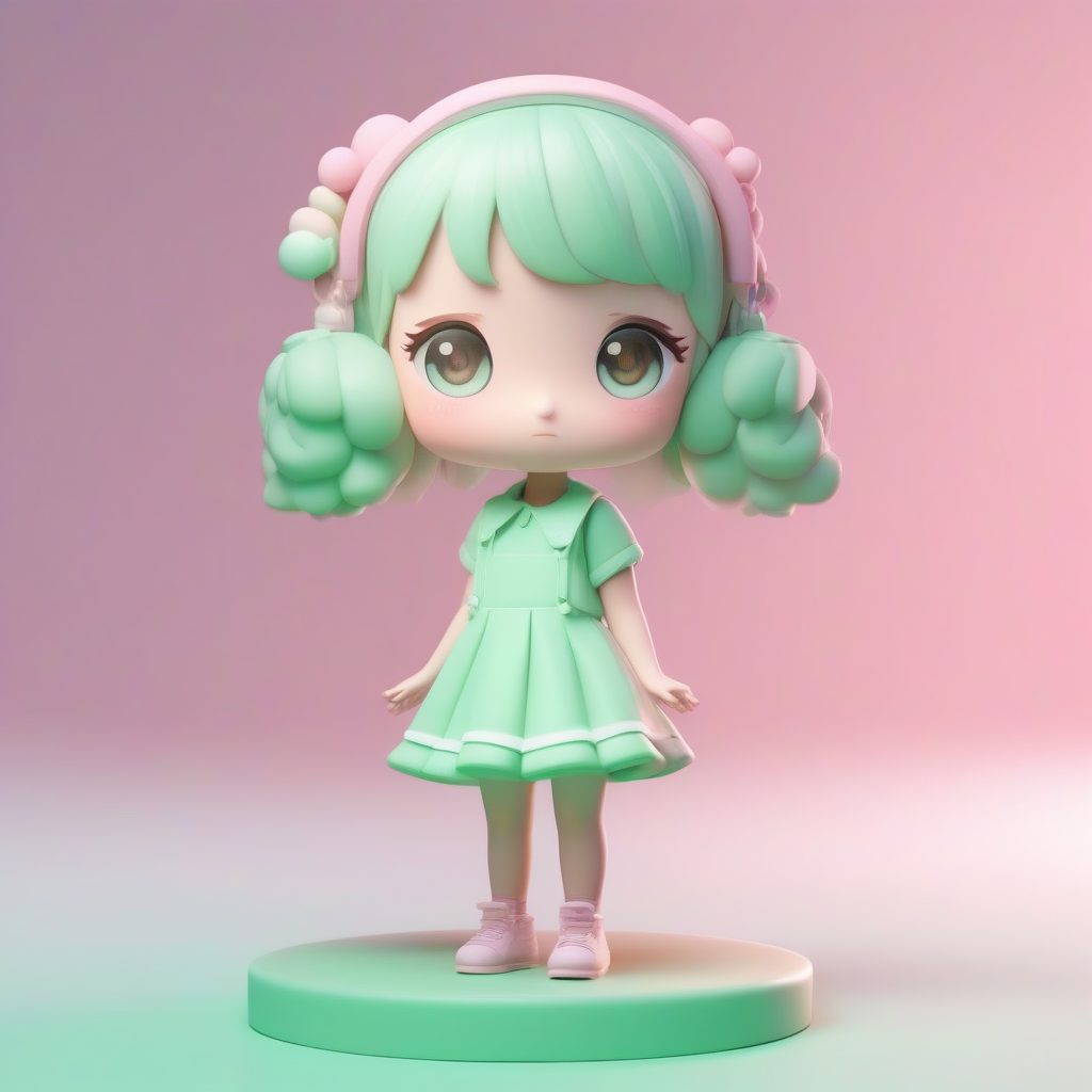 Pop Mart粘土风:马卡龙色系Q版盲盒手办全身站姿AI生成提示词