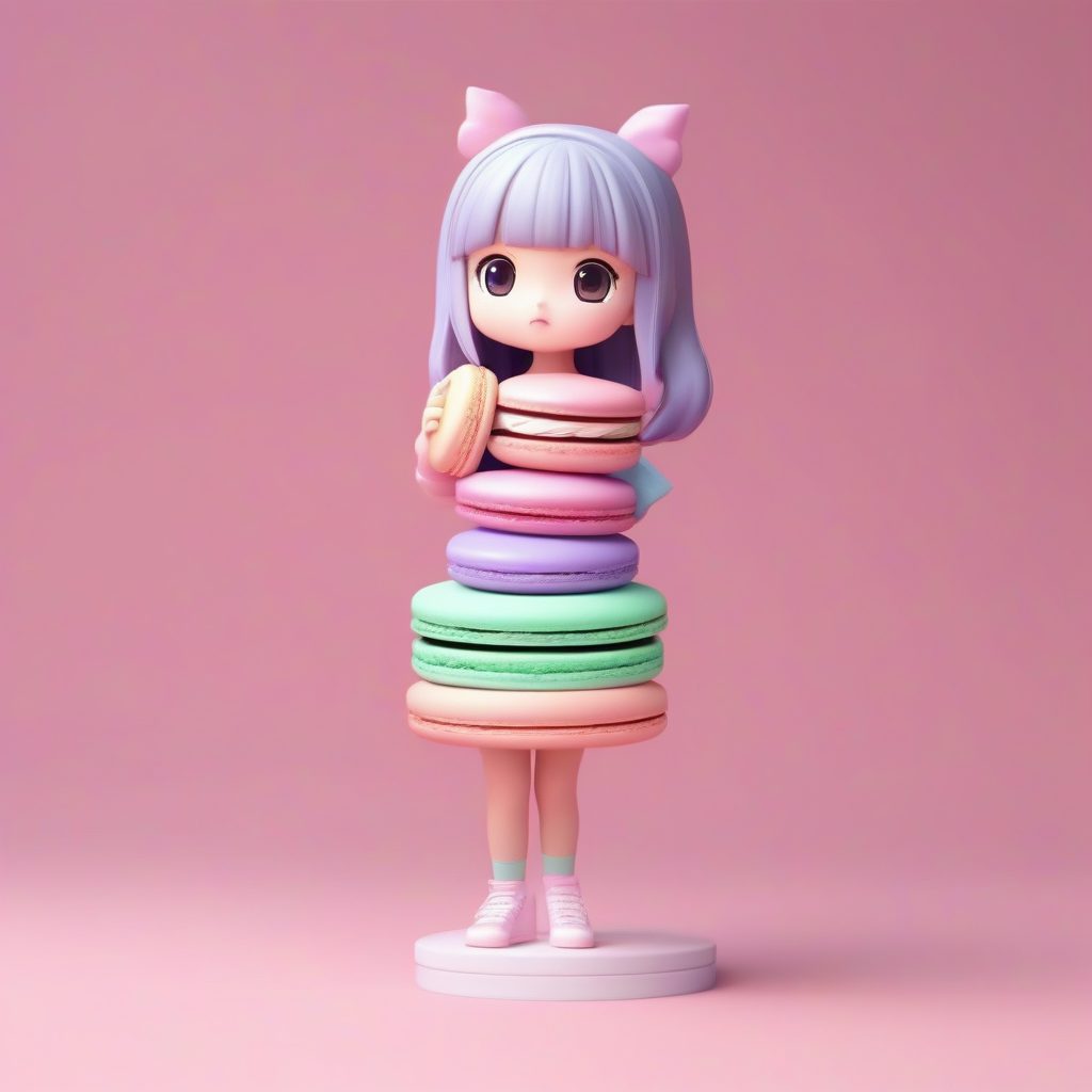 Pop Mart粘土质感甜点女孩:Q版马卡龙主题全身照AI绘画教程 24 Pop Mart粘土质感甜点女孩:Q版马卡龙主题全身照AI绘画教程