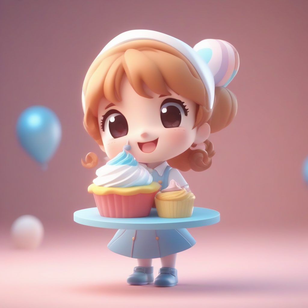 Q版烘焙师：如何用AI生成超甜美C4D粘土风全身站立图