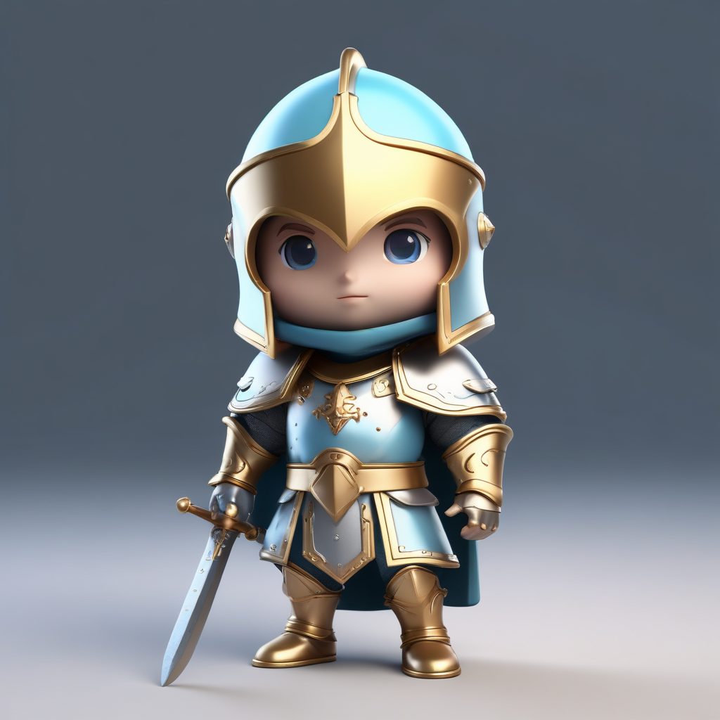 🛡️Q版皇家骑士！SD提示词：迷你盔甲+高细节金属质感盲盒手办