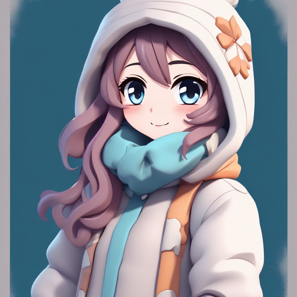 Q版盲盒手办:超大围巾与雪花帽女孩的3D粘土风教程