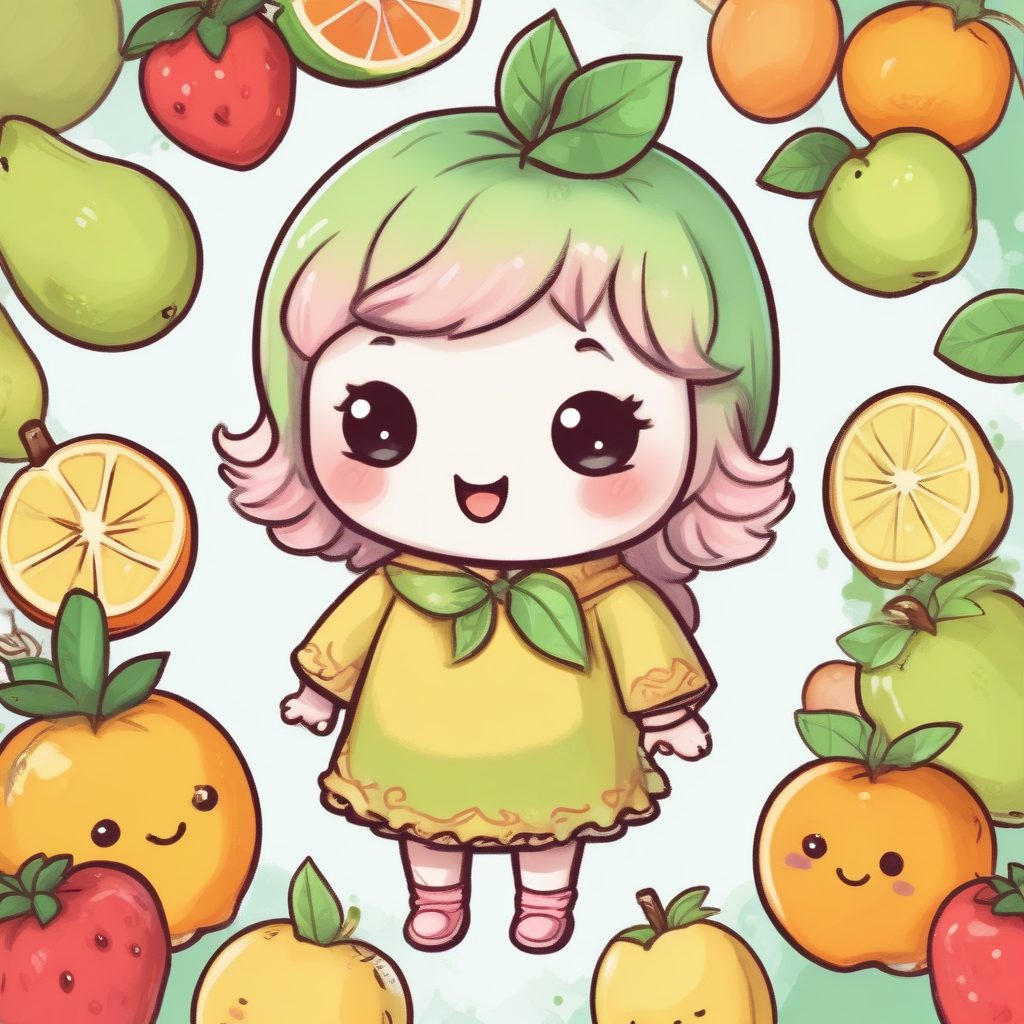 Q版盲盒：手绘风超萌水果精灵，蜡笔质感，做情侣头像超有辨识度！