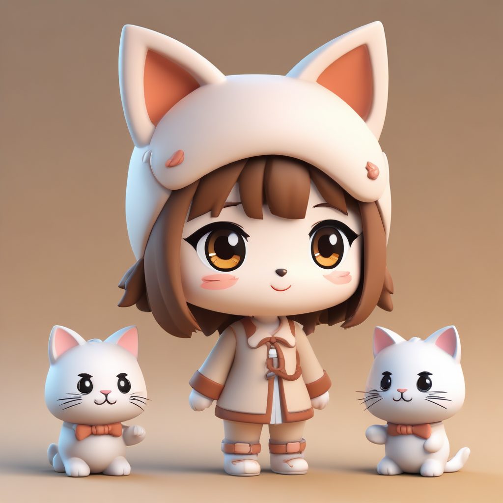 Q版猫系女友AI绘画: 抱猫女孩的治愈系3D盲盒设计