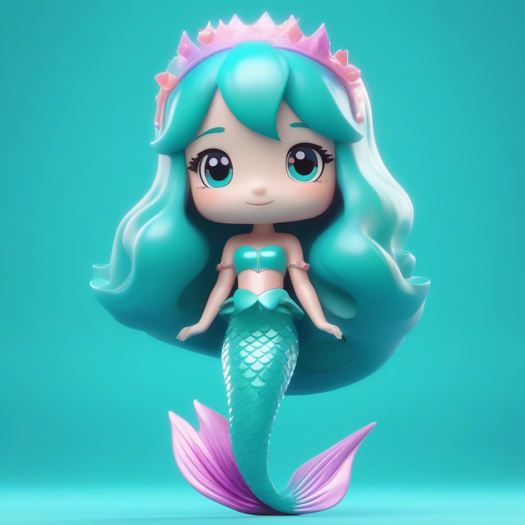 Q版人鱼公主3D插画：Octane渲染海洋主题全身站立AI教程