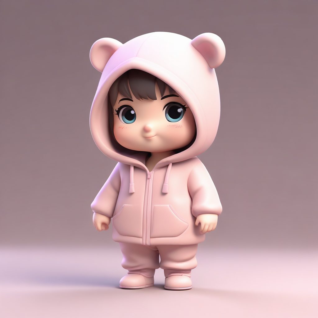 Q版摇粒绒套装：治愈系冬季家居服3D渲染