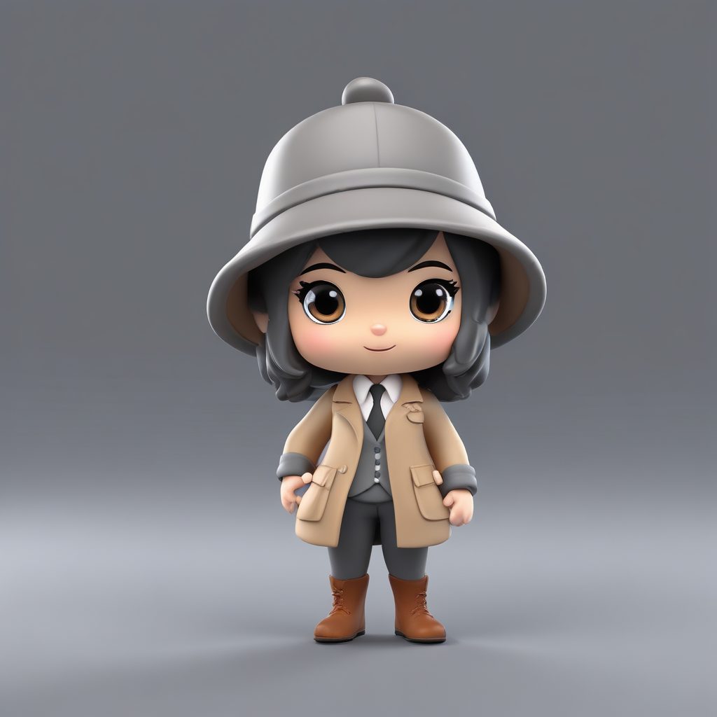 Q版侦探解谜:AI 绘画生成一个拿放大镜思考的可爱形象