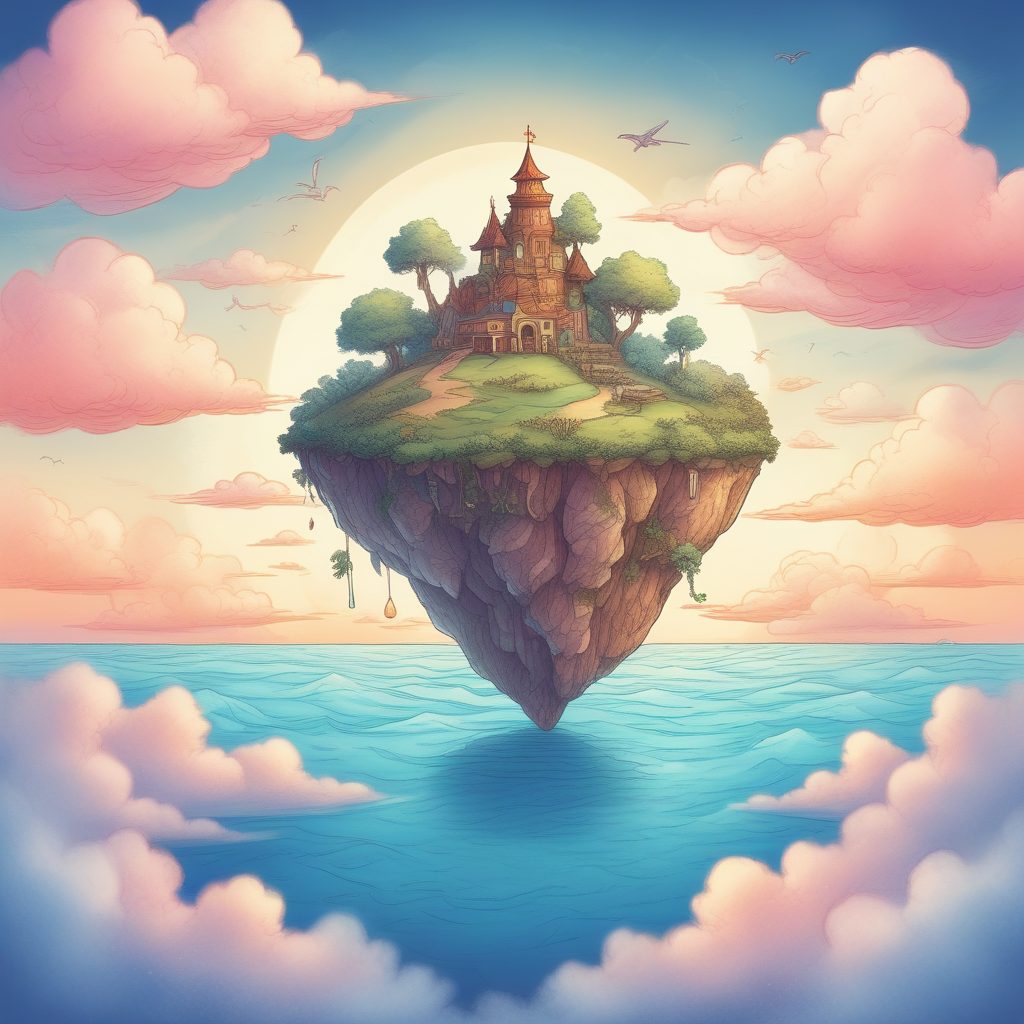 🌌奇幻风壁纸：悬浮在天空的岛屿，故事书插画提示词！