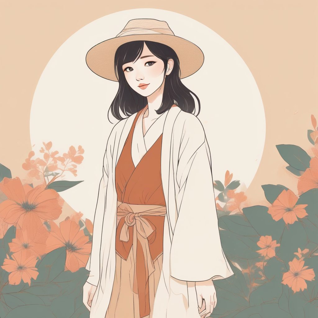 气质穿搭：手绘彩色铅笔风，极简线条时尚日系少女头像！