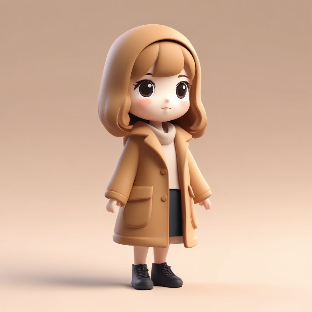 🧥气质驼色大衣！Pop Mart风Q版女孩单手插兜，时尚高级感头像