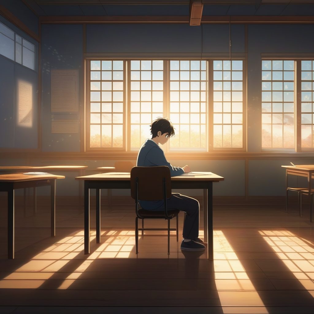 青春校园动漫：新海诚教室光影与少年独处时光AI提示词库