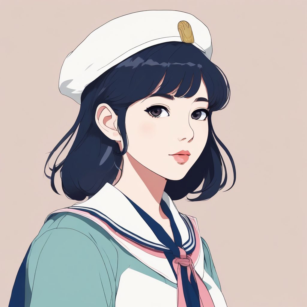 🎀清冷系JK制服少女！低饱和极简插画，做头像太高级了！