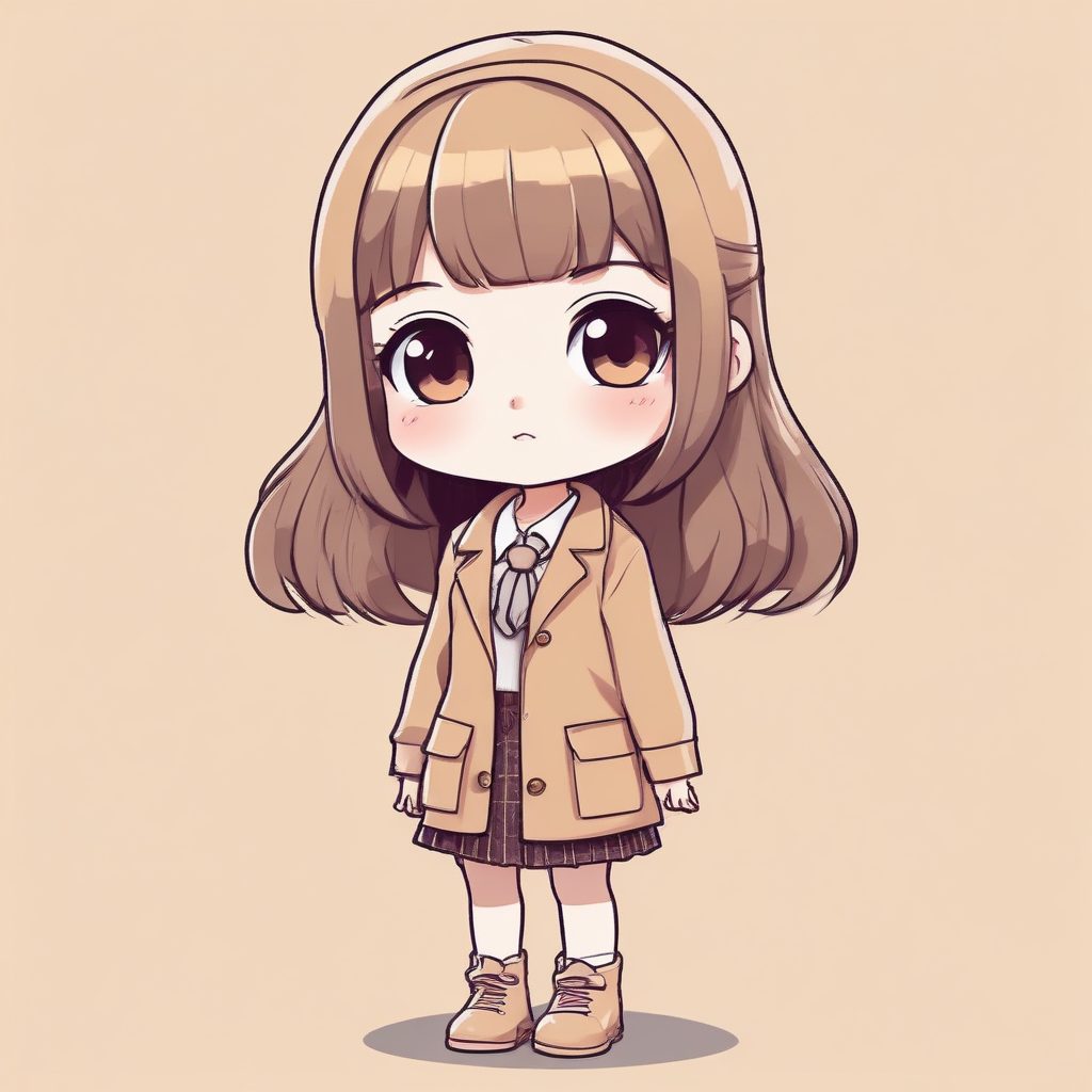 💎轻奢名媛风Chibi：小香风套装Q版全身像，纯金色背景