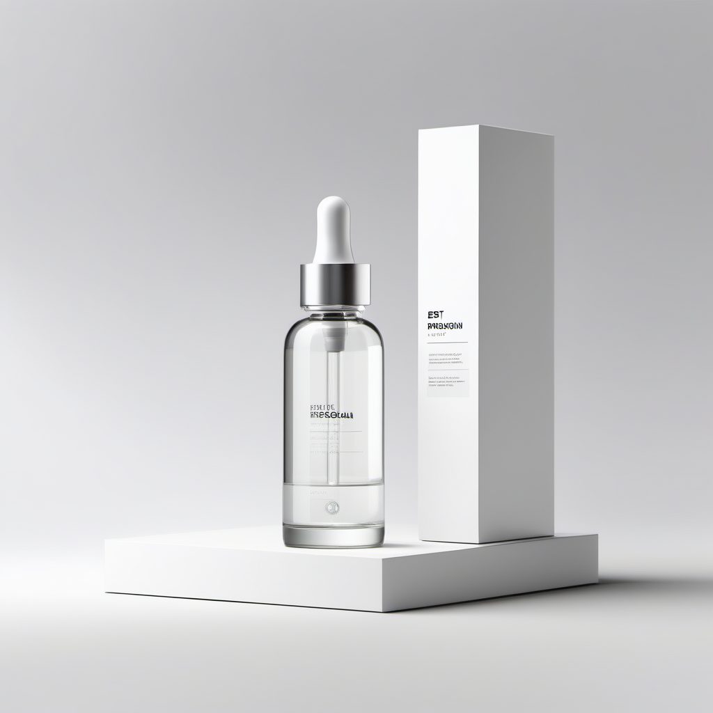 清透简约风：高光泽护肤精华液玻璃瓶包装3D渲染