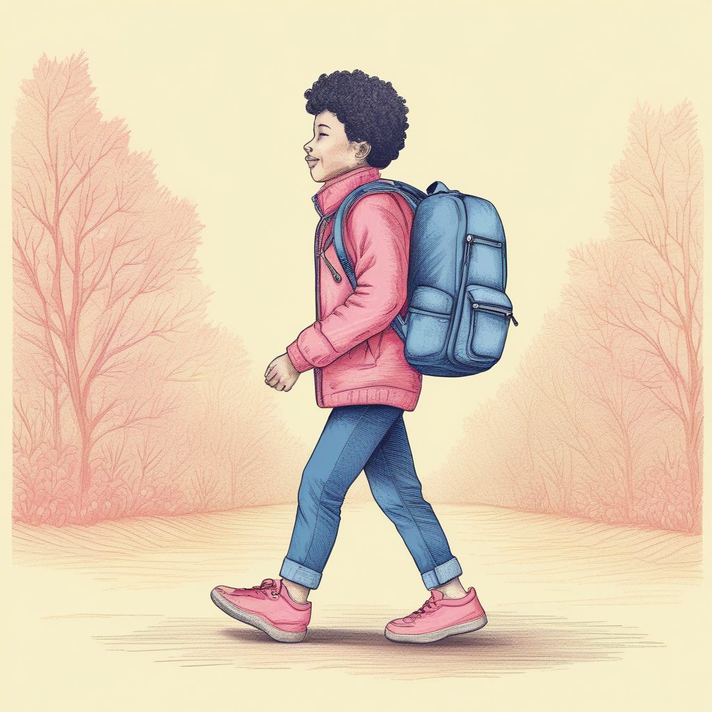 清新校园：AI绘制背着可爱书包的学生插画