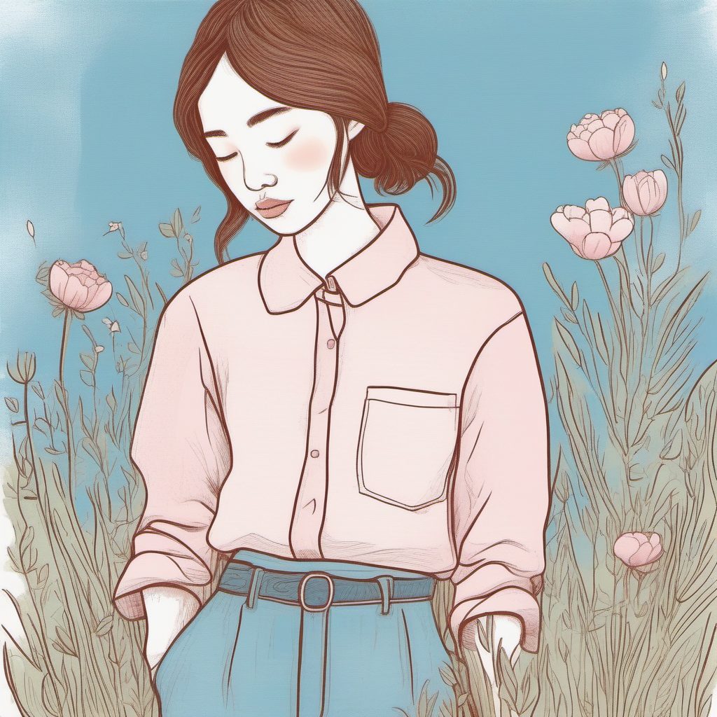 清新学生风:AI绘画日系衬衫搭配长裤的软萌线稿攻略