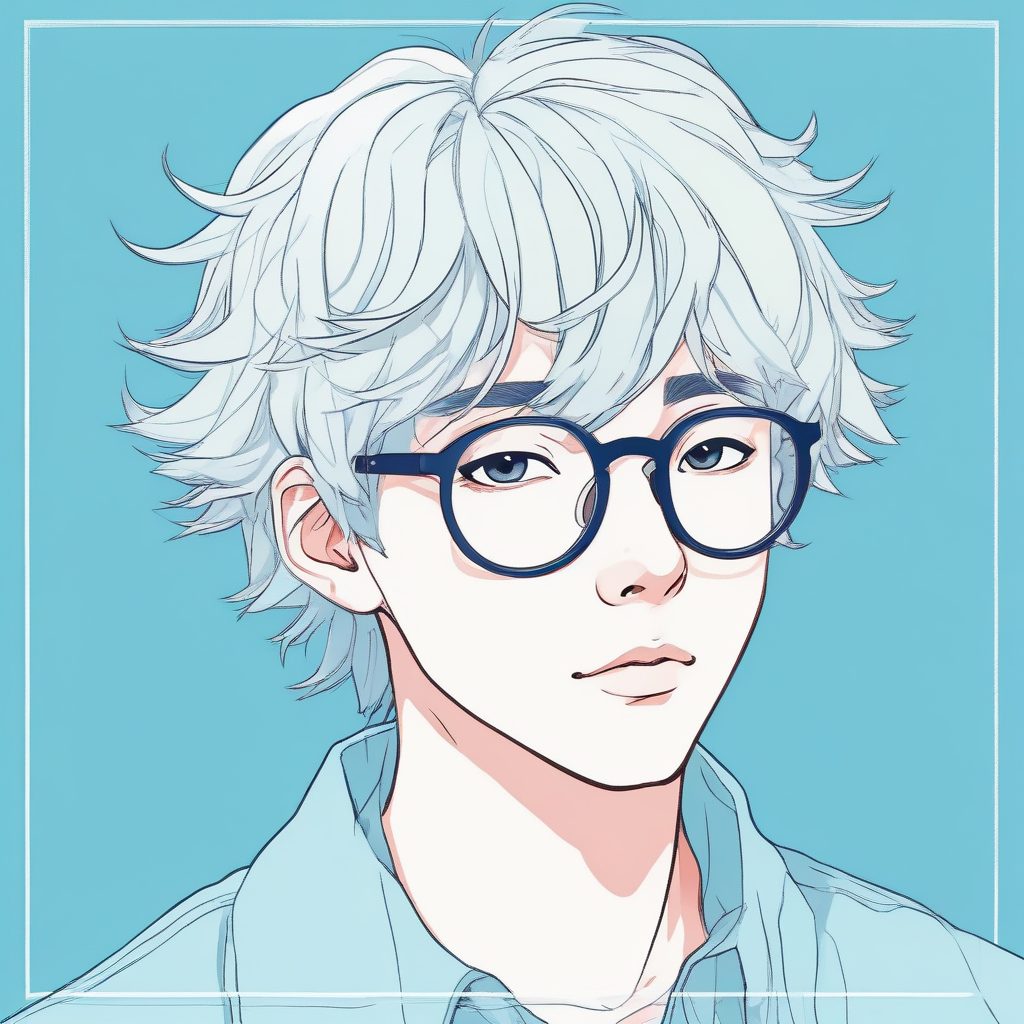 清新盐系风！极简线条手绘，戴眼镜的日系男生肖像，知性气质头像必备
