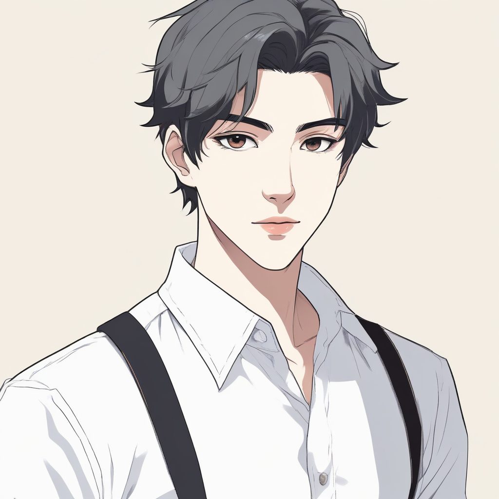 清新治愈系！极简手绘线条，穿白衬衫的日系温柔男生肖像，干净光影魔法