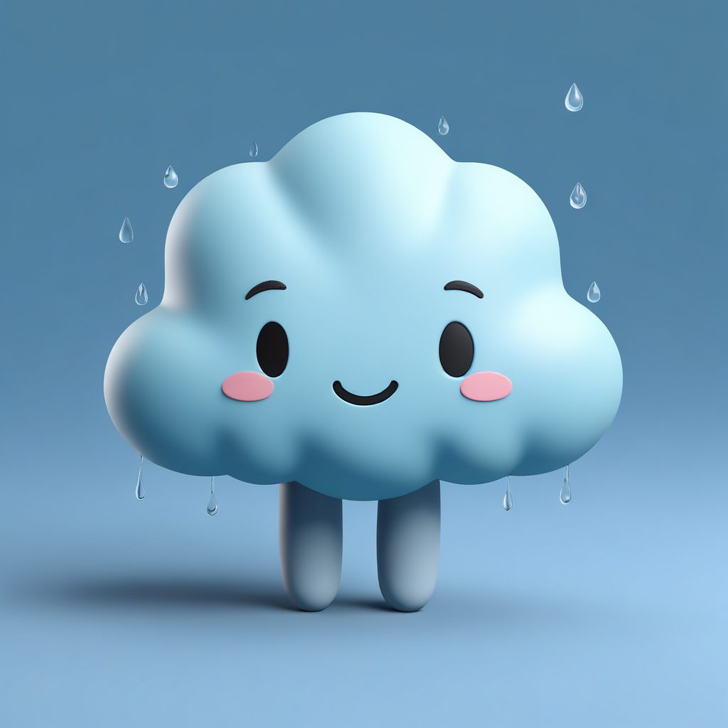 情绪表达盲盒：Q版哭泣雨云全身像！治愈系C4D建模提示词