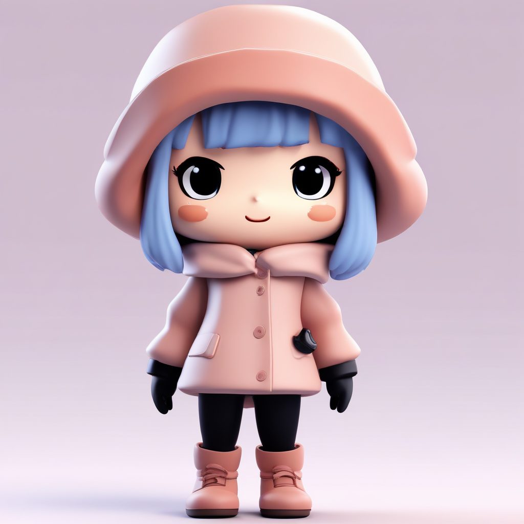 情绪化Q版：穿冬装的女孩跺脚生气动作与嘟嘴表情提示词