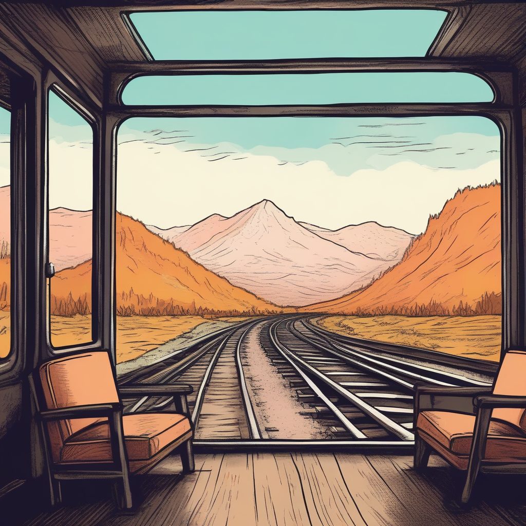 情绪流壁纸：极简火车旅行手绘风景，复古色调，治愈感拉满