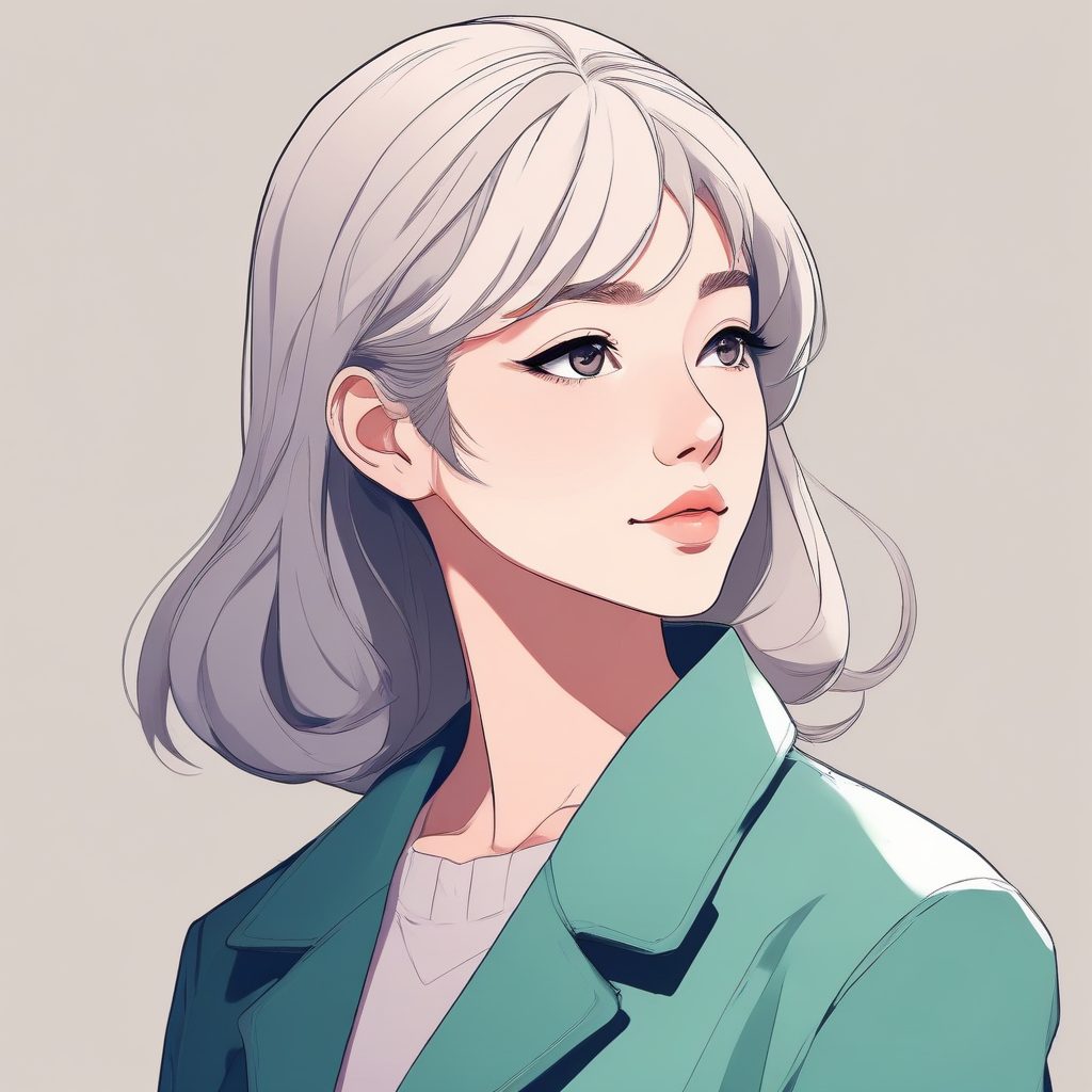 情绪美学！侧影构图极简二次元少女头像，纯色背景表达情绪