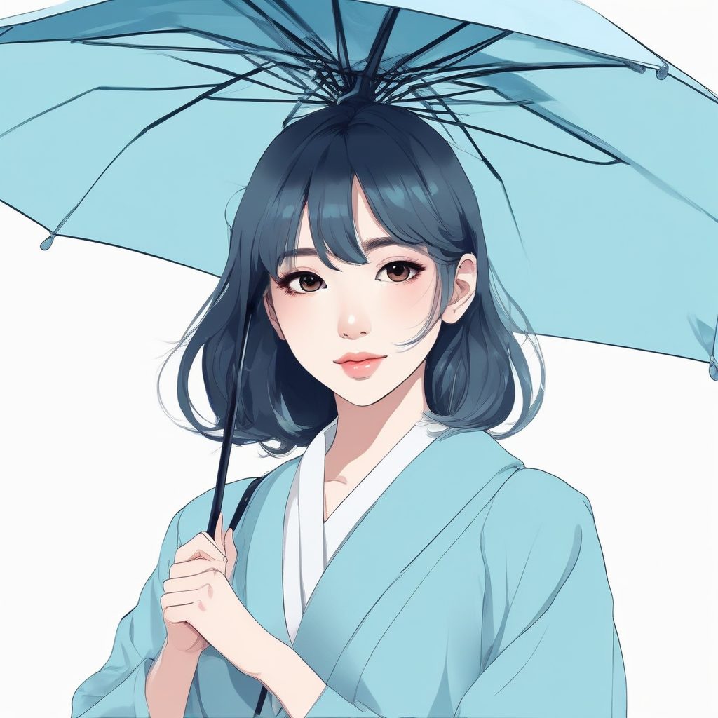 🌧️情绪片大师！日系雨中少女插画，极简线条勾勒的高级感