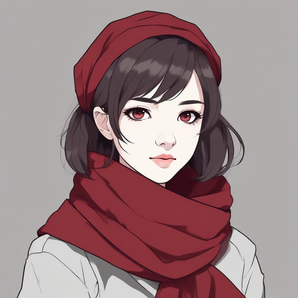 🧣秋冬高级感:低饱和酒红色围巾少女,氛围感极简壁纸