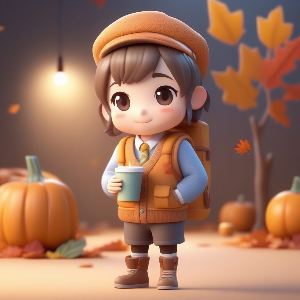 秋季校服Q版人偶:粘土质感搭配暖色调渲染技巧