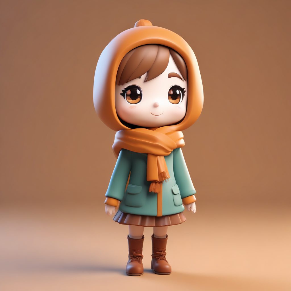 秋日穿搭灵感：Q版女孩与枫叶的治愈系AI插画 | 3D盲盒