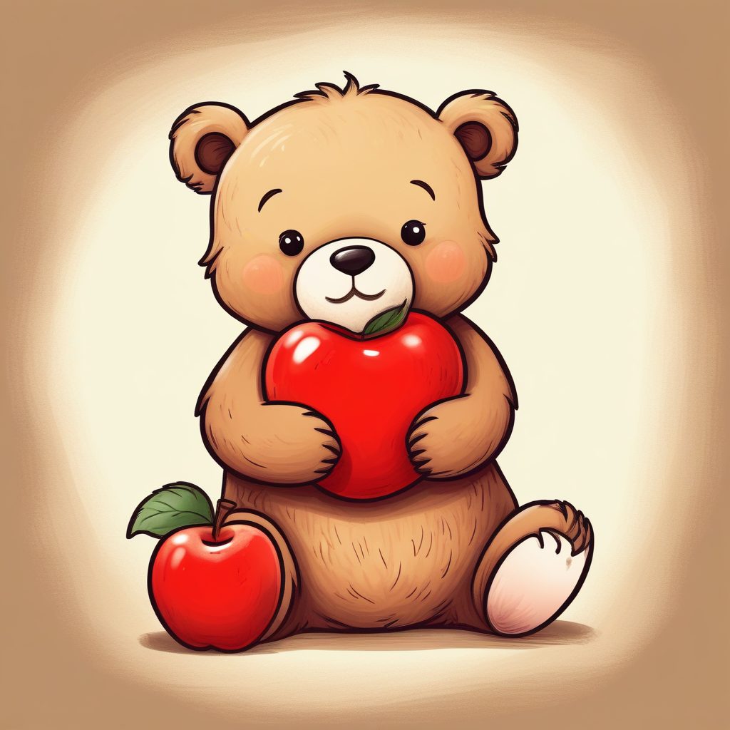 🍎秋日丰收!Q版头像:抱着巨大苹果的可爱小熊