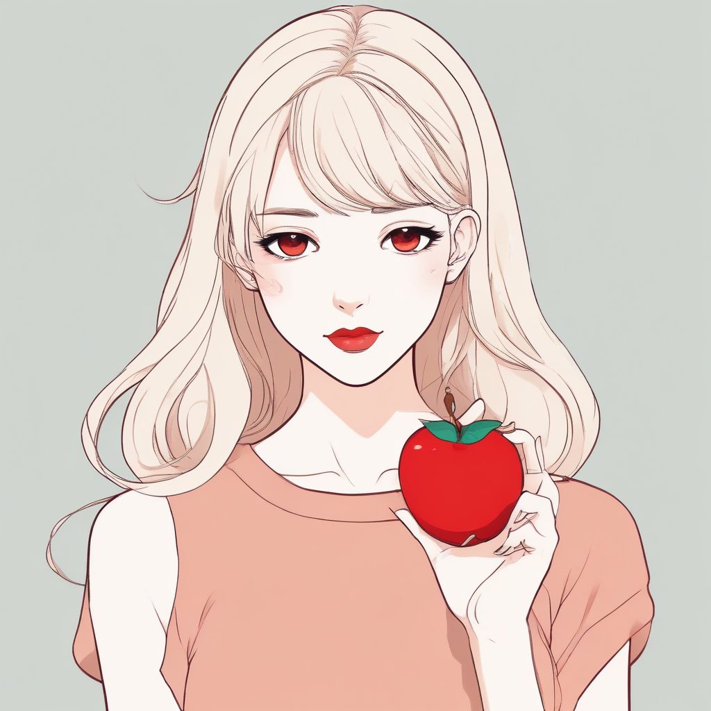 🍎秋日甜美系:极简少女与一只红苹果,高级感头像公式
