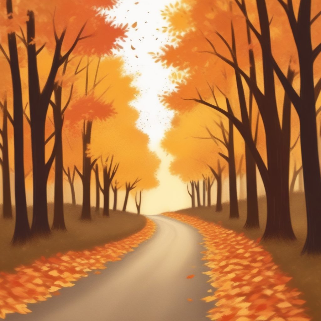 🍁秋日小路！蜡笔手绘风，温暖复古配色，AI背景图素材！