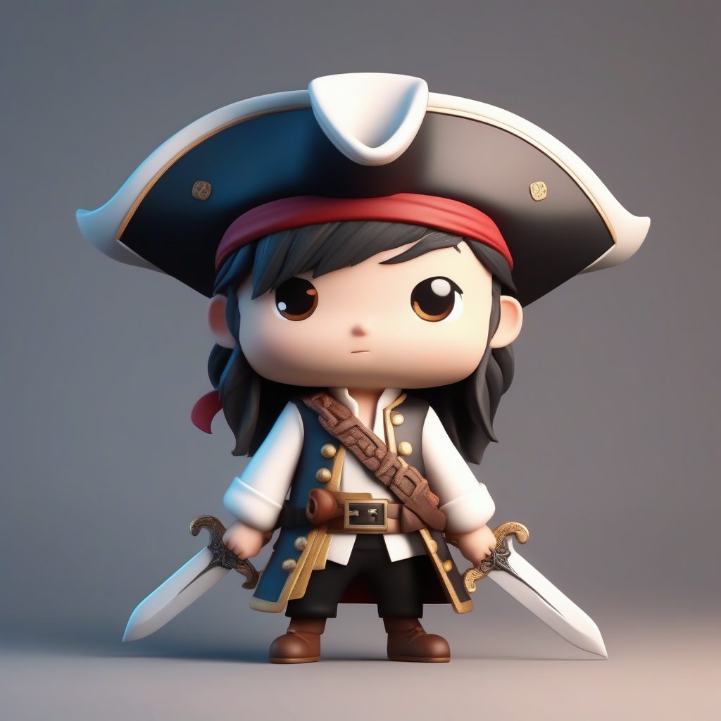 全身站立照Q版海盗船长：捕捉丰富表情的粘土风3D手办生成指南