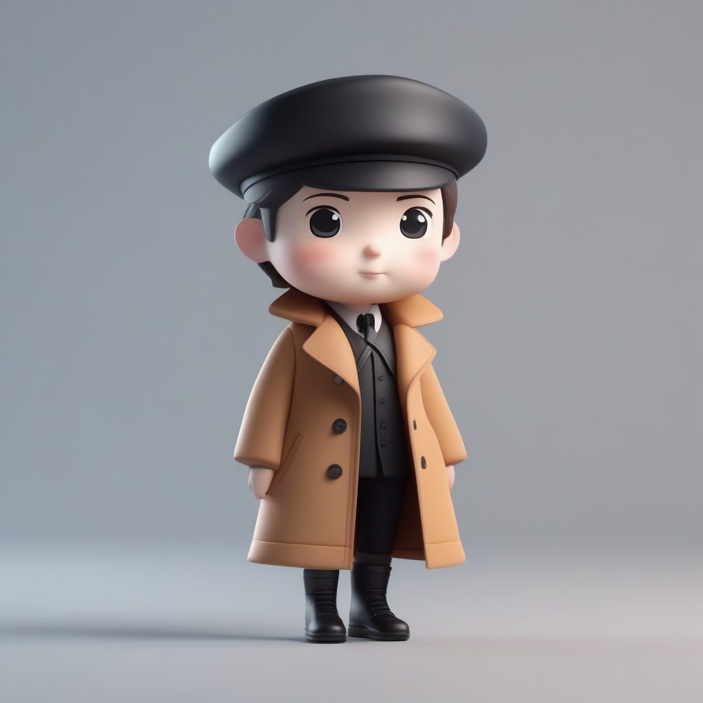 Ray Tracing技术:Q版巴黎街头风羊毛大衣全身像AI提示词