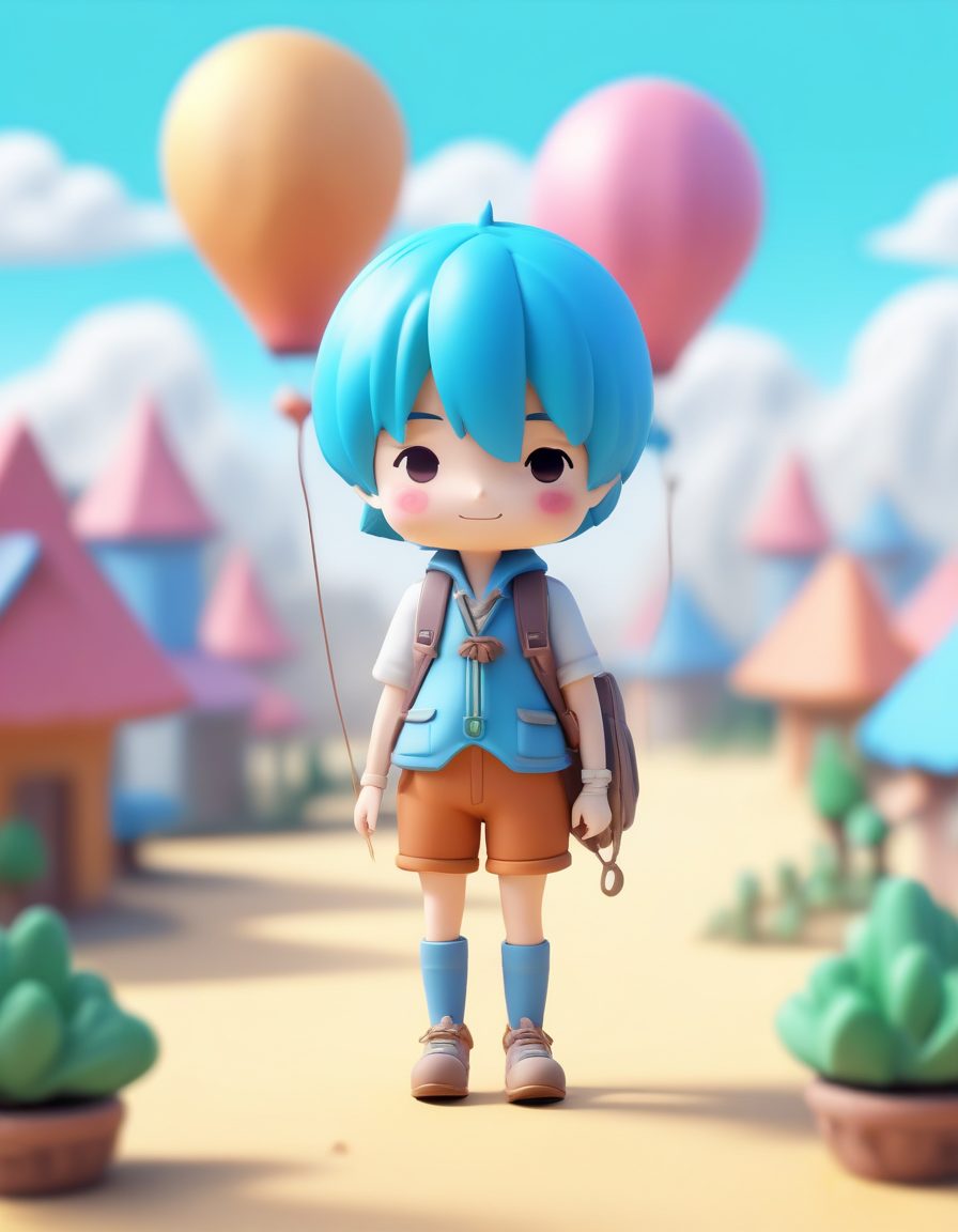 🎈热气球Chibi | 漂浮天空C4D全身像，旅行主题壁纸