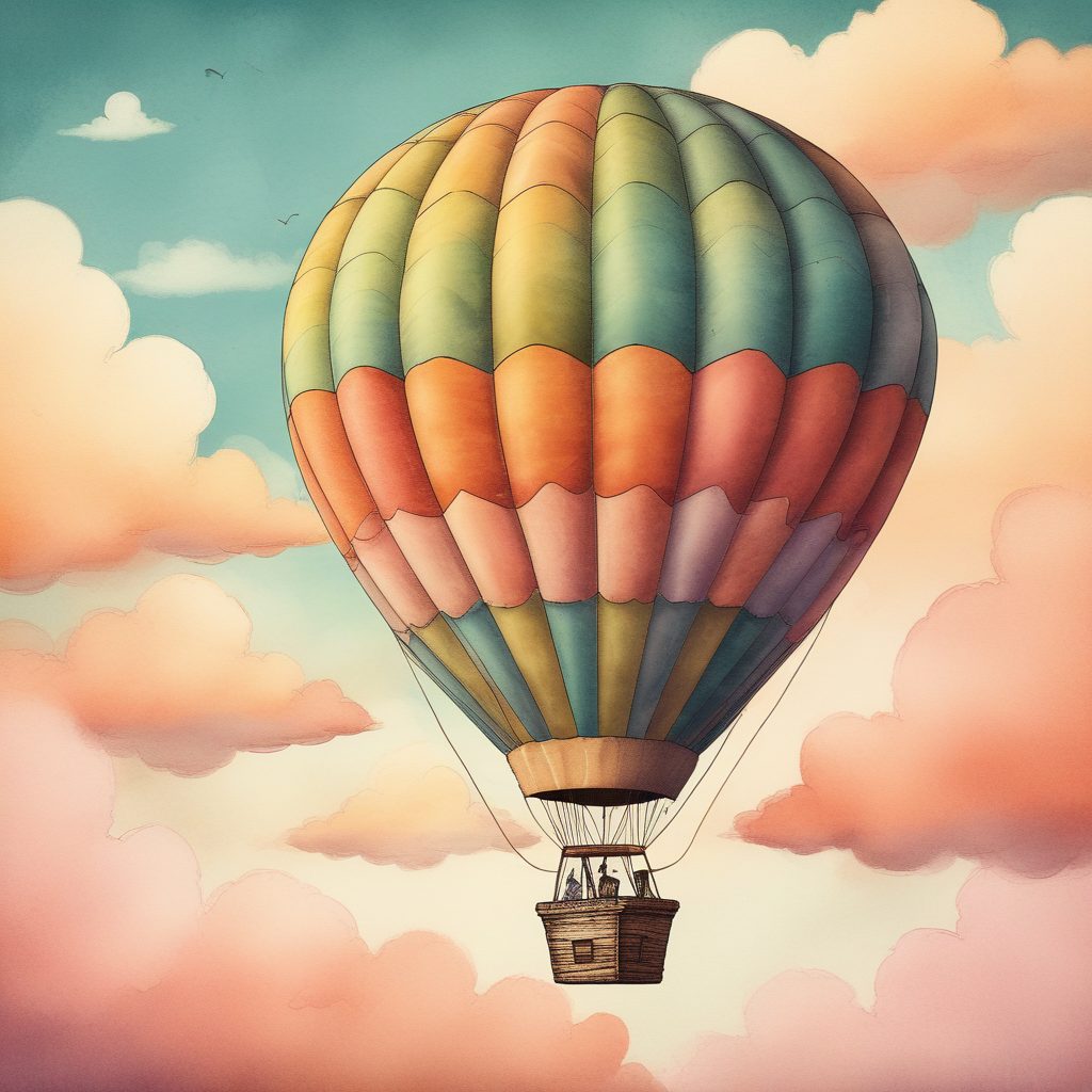 热气球之旅：天空中的异想世界，手绘风治愈系插画，拿来做手机壳！