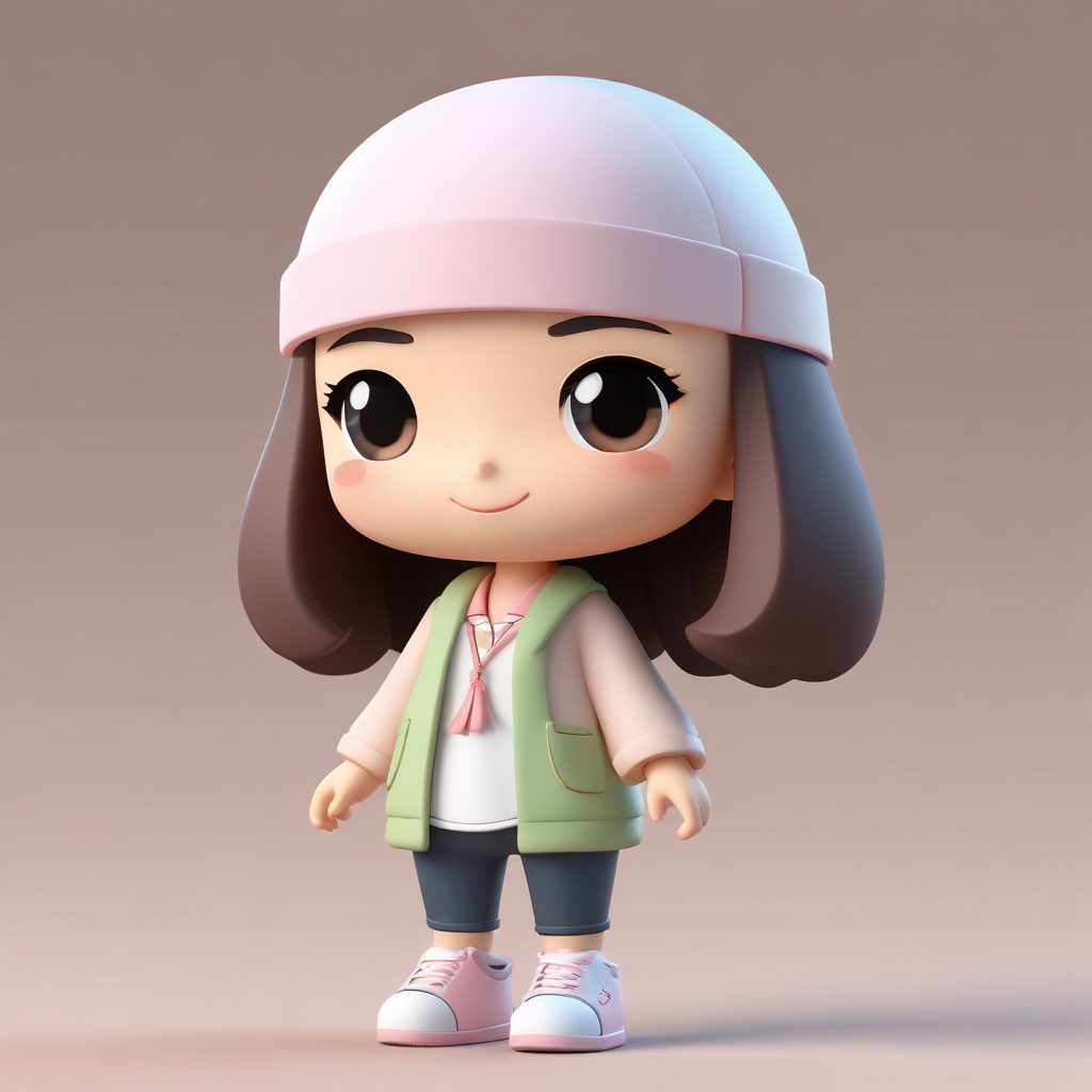 🔥日韩潮流时尚美少女！chibi盲盒风格写真，C4D渲染3D全身照