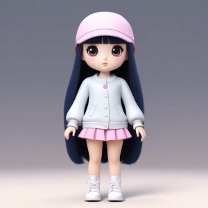 🔥 日韩潮流时尚美少女Q版盲盒手办全身照！3D渲染C4D+Octane✨