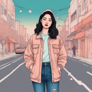 日韩潮流时尚美少女手绘插画风🔥纸感纹理+柔和色调