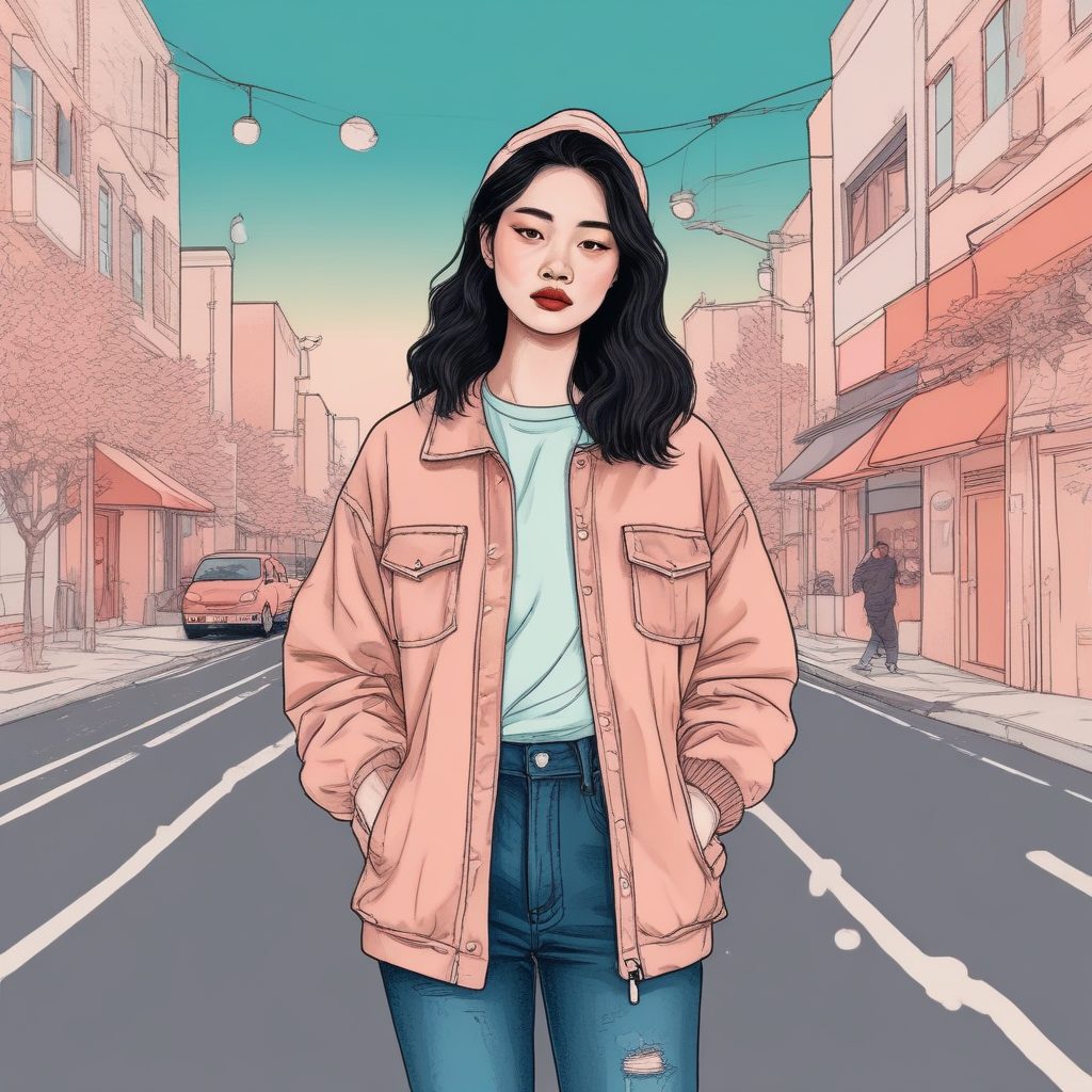 日韩潮流时尚美少女手绘插画风🔥纸感纹理+柔和色调