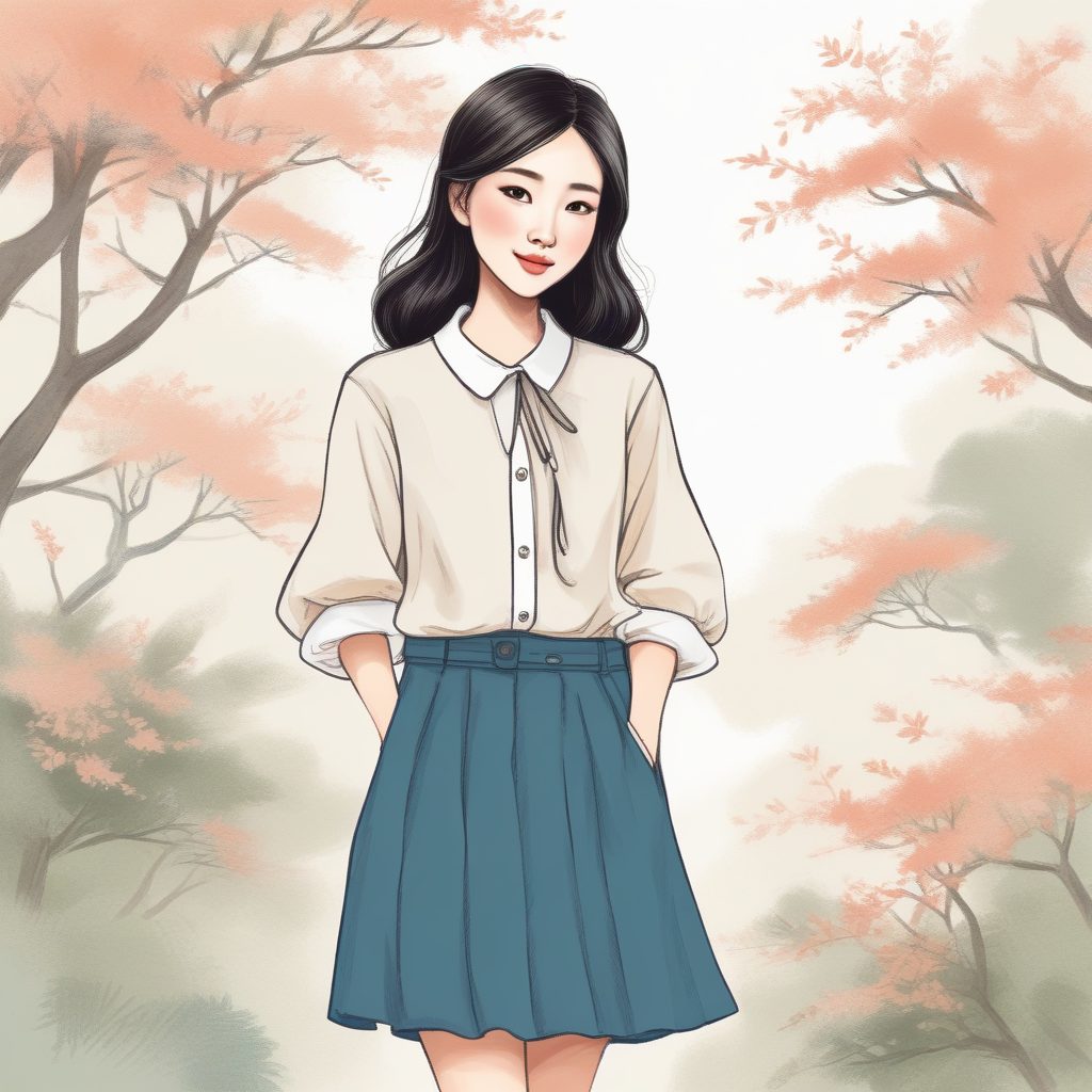 🔥日韩潮流时尚美少女手绘风插画，纸感纹理Pastel色系✨