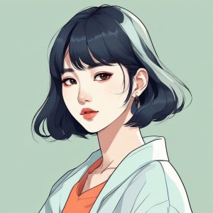 ✨日韩潮流时尚美少女头像生成 | 极简 Anime 风portrait 单主体背景纯色