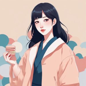 🇰🇷🔥日韩时尚风美少女！极简动漫单人像，马卡龙色系低饱和背景✨